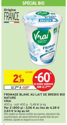 FROMAGE BLANC AU LAIT DE BREBIS BIO NATURE