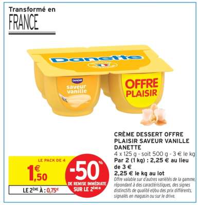 Crème Dessert Offre Plaisir Saveur Vanille Danette