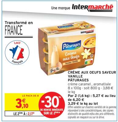 CRÈME AUX OEUFS SAVEUR VANILLE PÂTURAGES