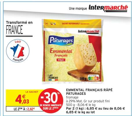 EMMENTAL FRANÇAIS RÂPÉ PÂTURAGES