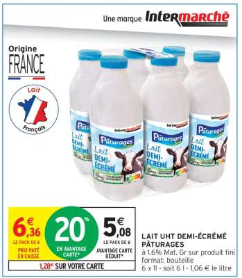 Lait UHT Demi-Écrémé Pâturages