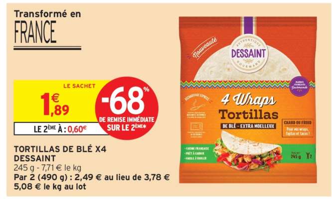 TORTILLAS DE BLÉ X4 DESSAINT