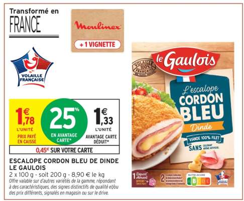 Escalope Cordon Bleu de Dinde Le Gaulois