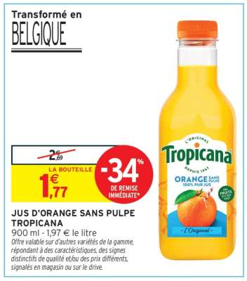 Jus D'orange Sans Pulpe Tropicana