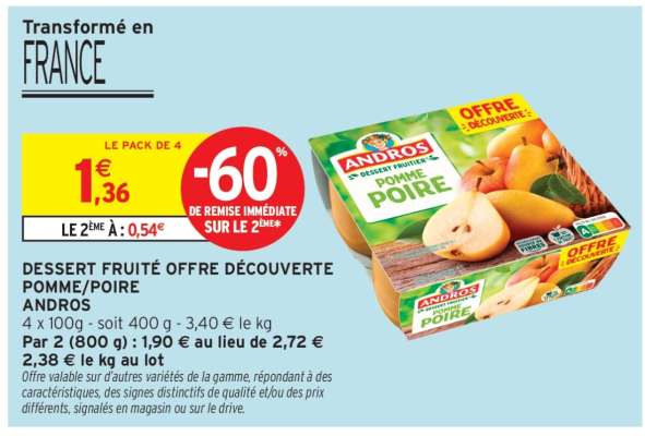 DESSERT FRUITÉ OFFRE DÉCOUVERTE POMME/POIRE
