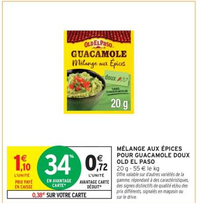 Mélange aux épices pour guacamole doux Old El Paso