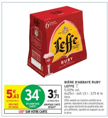 BIÈRE D'ABBAYE RUBY LEFFE