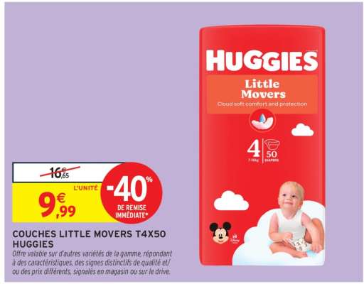 COUCHES LITTLE MOVERS T4X50 HUGGIES