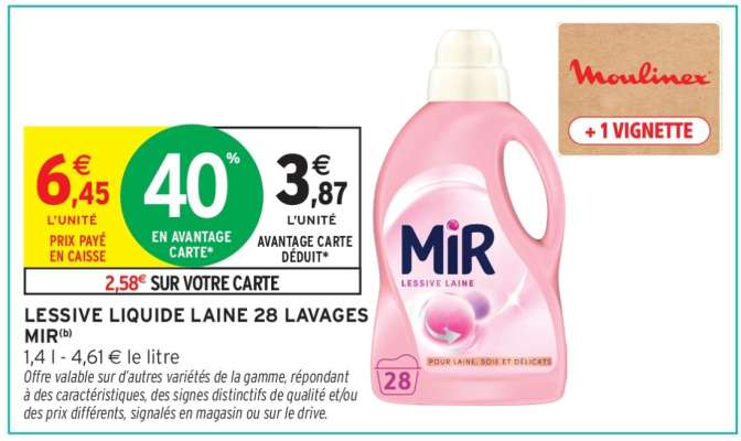 LESSIVE LIQUIDE LAINE 28 LAVAGES MIR