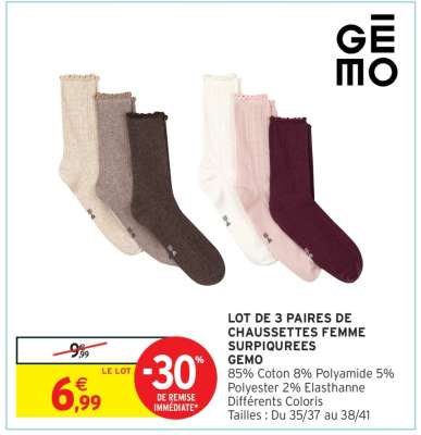 Lot de 3 paires de chaussettes femme surpiquées