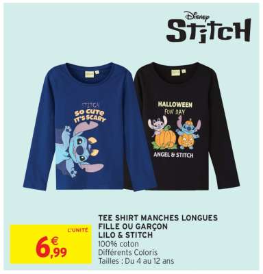 Tee Shirt Manches Longues Fille ou Garçon Lilo & Stitch