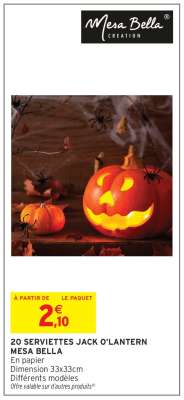 20 SERVIETTES JACK O'LANTERN MESA BELLA