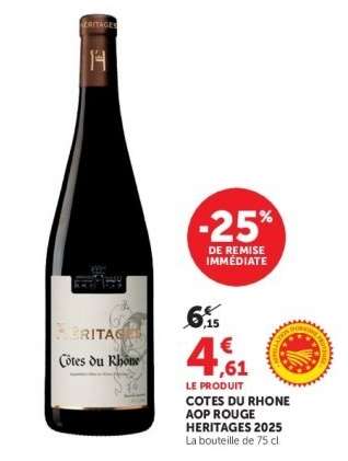 COTES DU RHONE AOP ROUGE HERITAGES 2025