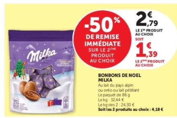 BONBONS DE NOËL "MILKA"