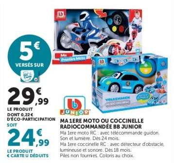 MA 1ERE MOTO OU COCCINELLE RADIOCOMMANDÉE BB JUNIOR