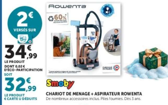 Chariot de ménage + Aspirateur Rowenta