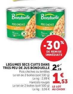 Pois chiches ou lentilles Bonduelle