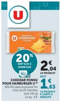 CHEDDAR FONDU POUR HAMBURGER U