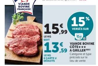 Viande Bovine : Côte à Griller