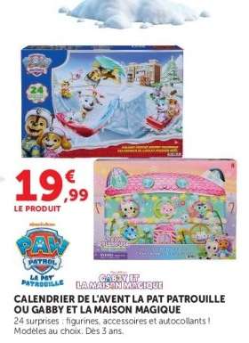 CALENDRIER DE L'AVENT LA PAT PATROUILLE OU GABBY ET LA MAISON MAGIQUE