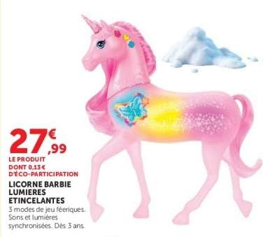 LICORNE BARBIE LUMIERES ETINCELANTES