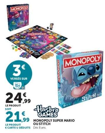 MONOPOLY SUPER MARIO OU STITCH