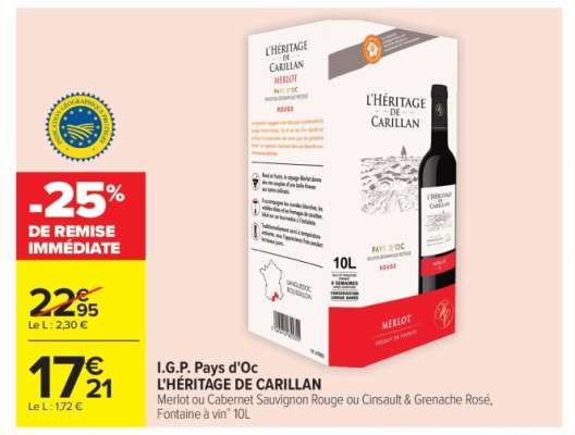 I.G.P. PAYS D'OC L'HÉRITAGE DE CARILLAN