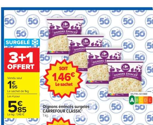 Oignons émincés surgelés CARREFOUR CLASSIC'