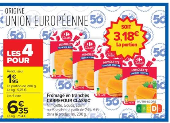 Fromage en tranches CARREFOUR CLASSIC