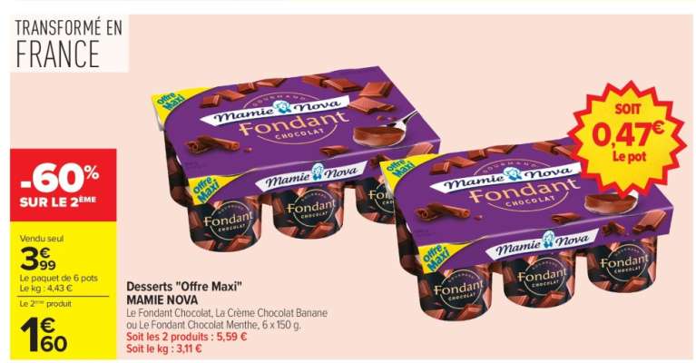 Desserts "Offre Maxi" MAMIE NOVA