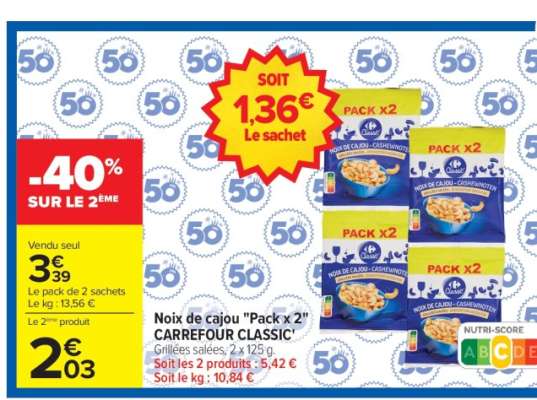 Noix de cajou «Pack x 2» CARREFOUR CLASSIC’