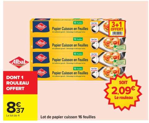 Lot de papier cuisson 16 feuilles