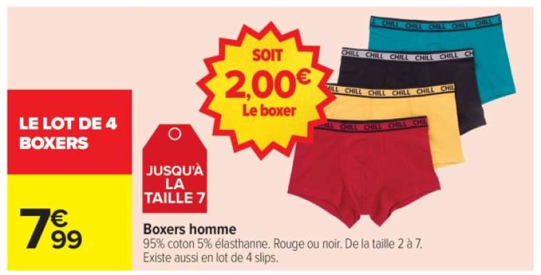 Le lot de 4 boxers