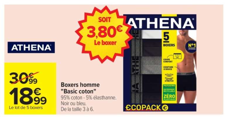 ATHENA Boxers homme "Basic coton"