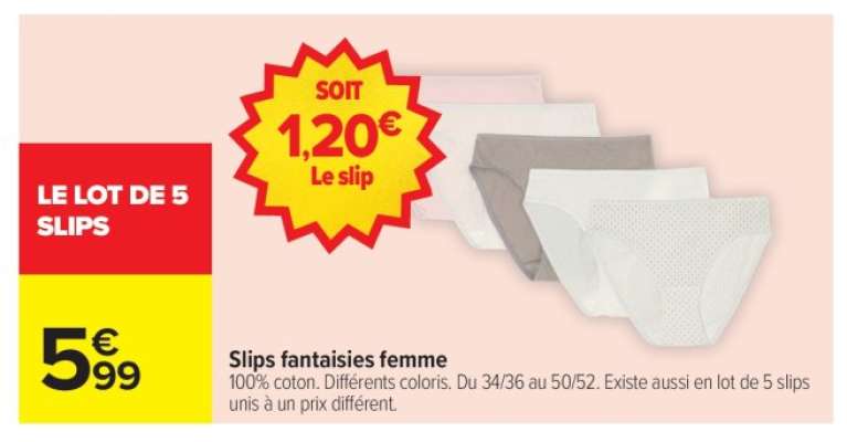 Le lot de 5 slips