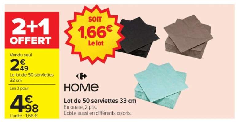 Lot de 50 serviettes 33 cm