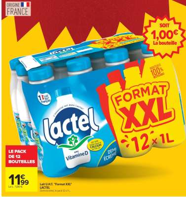 Lait U.H.T. "Format XXL" LACTEL