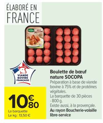 Boulette de bœuf nature SOCOPA