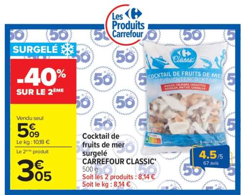 Cocktail de fruits de mer surgelé CARREFOUR CLASSIC'