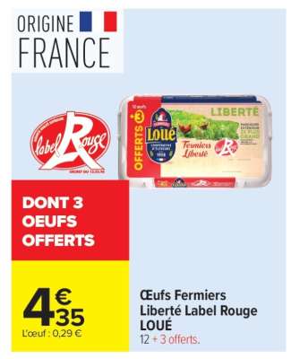 Œufs Fermiers Liberté Label Rouge LOUE