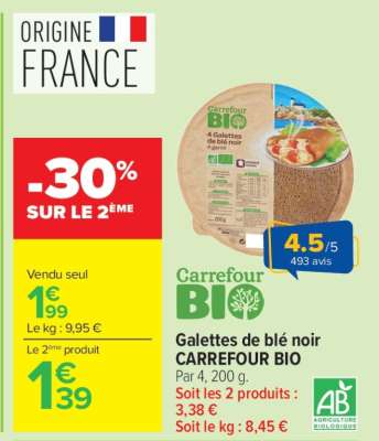 Galettes de blé noir Carrefour BIO
