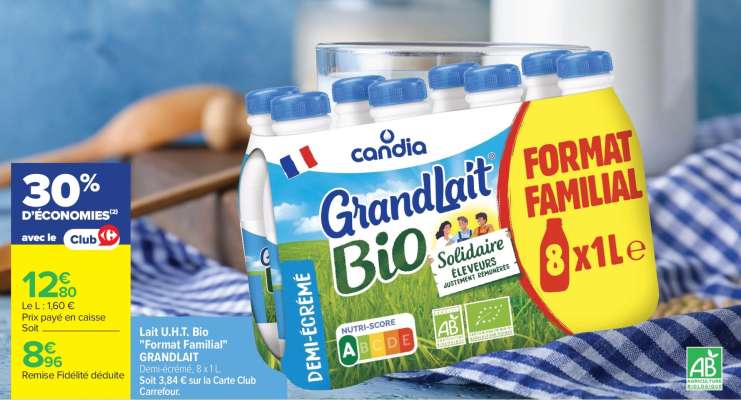 Lait U.H.T. Bio "Format Familial" GRANDLAIT