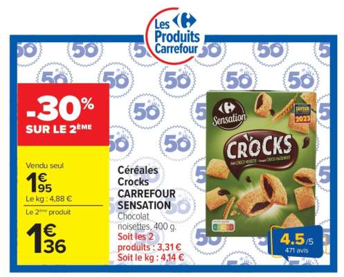 Céréales Crocks CARREFOUR SENSATION