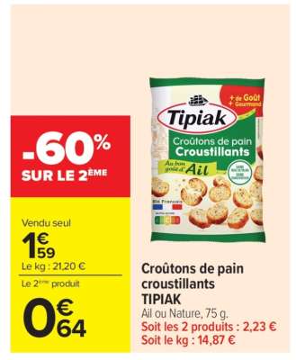 CROÛTONS DE PAIN CROUSTILLANTS “TIPIAK”
