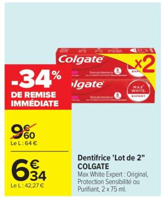 Dentifrice «Lot de 2» COLGATE
