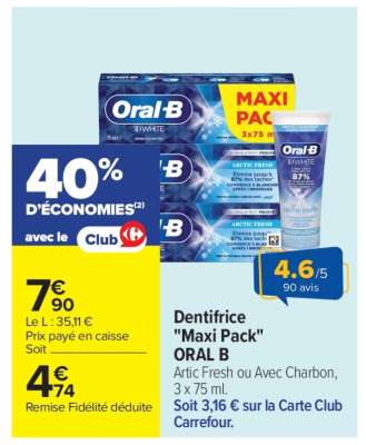 Dentifrice 'Maxi Pack' ORAL B