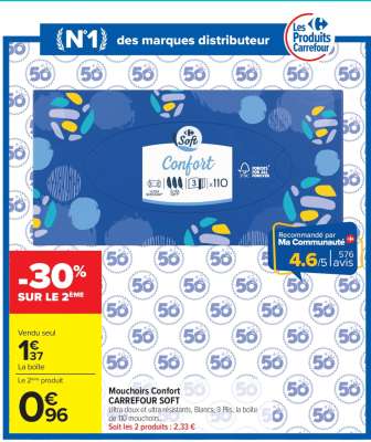Mouchoirs Confort CARREFOUR SOFT