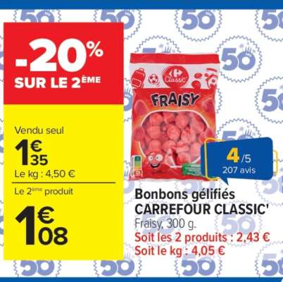 Bonbons gélifiés CARREFOUR CLASSIC’