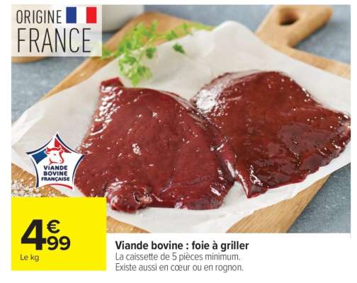 Viande bovine : foie à griller