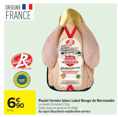 Poulet fermier blanc Label Rouge de Normandie